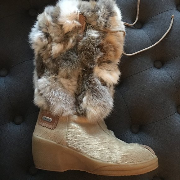 Pajar Shoes - Stunning Pajar Rabbit Fur Calf Hair Wedge Super Warm Stylish Boots 39 8 8 1/2